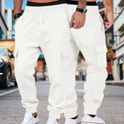 Men's Clothing  Pants Autumn Winter Fashion Casual Heavyweight Small Check Loose Jogger Sweatpants Waffles