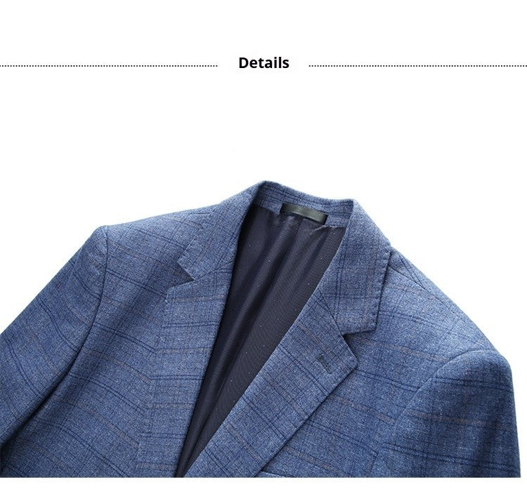 Mens Suits 3 Piece Business Office Formal Set Checkered Pattern Slim Fit Blazer Vest Pants High Quality Luxury Work Wedding