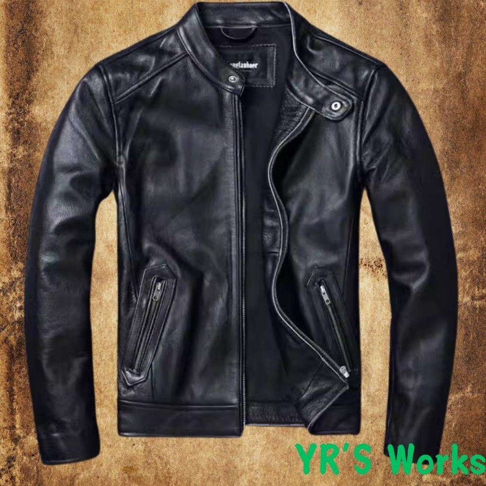 YR!Wholesales.Plus size.Men Classic casual leather jacket.super sales origin natural cowhide coat.slim short leather cloth