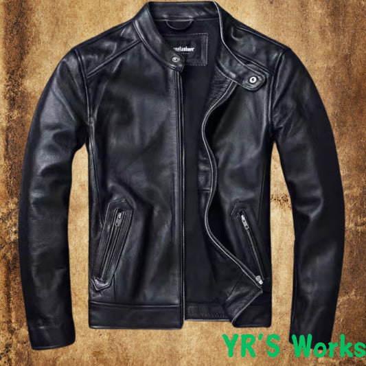 YR!Wholesales.Plus size.Men Classic casual leather jacket.super sales origin natural cowhide coat.slim short leather cloth