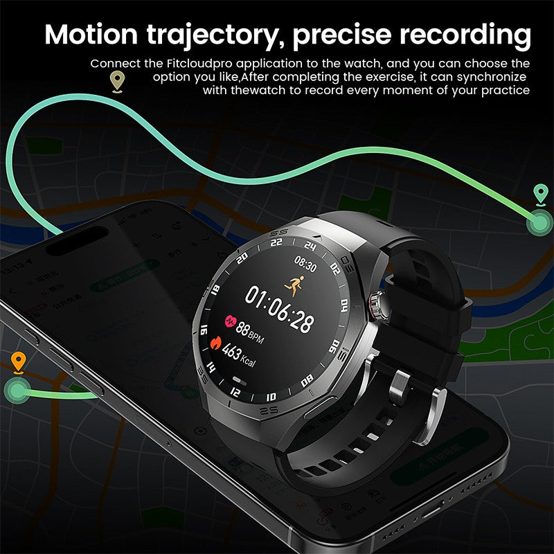 2025Novo Para Android e iOS Smartwatch Masculino Tela AMOLED GPS Rota de movimento Batimentos cardíacos Chamadas Bluetooth Smartwatch À Prova D'água
