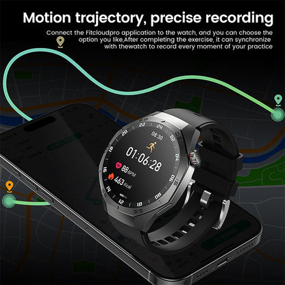 2025Novo Para Android e iOS Smartwatch Masculino Tela AMOLED GPS Rota de movimento Batimentos cardíacos Chamadas Bluetooth Smartwatch À Prova D'água