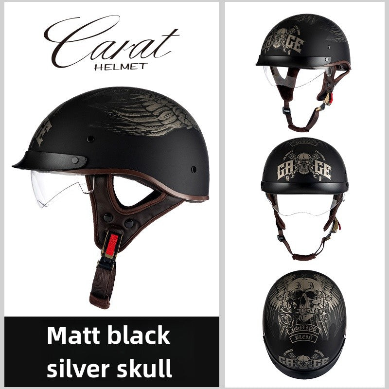 Motorcycle Half Helmet High-quality Retro Carat Multi-Purpose Headgear Classic Design Stylish Safe Comfortable Original Decals