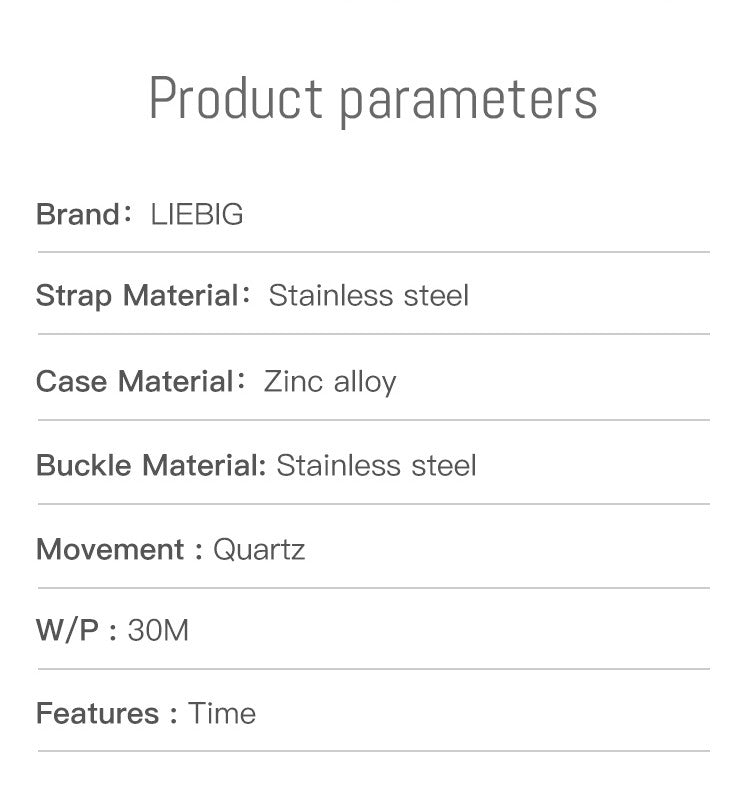 LIEBIG Fashion Quartz Wristwatch Women Men Luxury Full Steel 3Bar Waterproof Watches For Female Ladies Clock Relógio Feminino