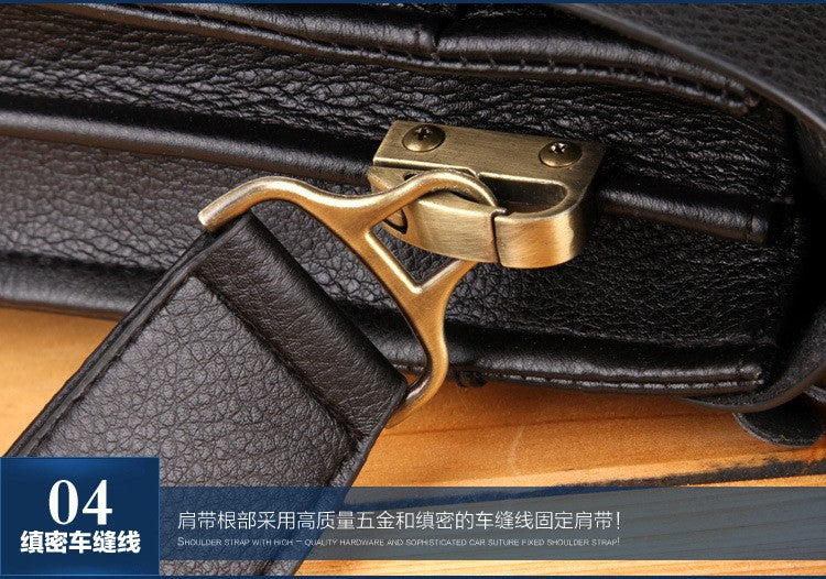 New Men's Bag, Business Shoulder Bag, Wear-resistant Waterproof PU Leather 10 Inch Capacity Men's Briefcase POLO Casual Bag