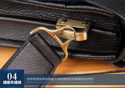 New Men's Bag, Business Shoulder Bag, Wear-resistant Waterproof PU Leather 10 Inch Capacity Men's Briefcase POLO Casual Bag