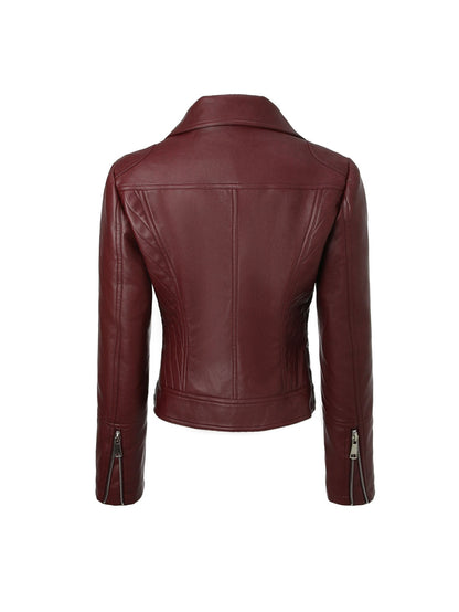? Biker Style Pu Leather Jacket for Women - Vegan Faux Motorcycle Jacket with Zipper & Buttons (Black/White/Red/Green)