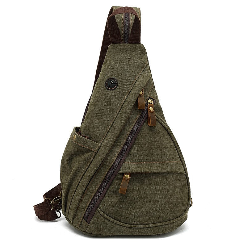 2024 new men's canvas chest bag large capacity leisure men's bag Single Shoulder Messenger Bag multi functional back backpack