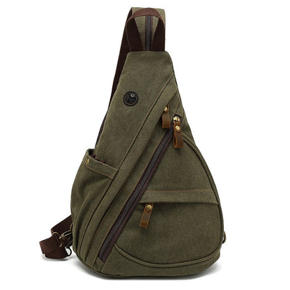 2024 new men's canvas chest bag large capacity leisure men's bag Single Shoulder Messenger Bag multi functional back backpack