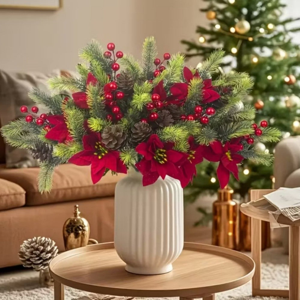 Artificial Flowers Maintenance-Free Christmas Bouquet Red Berry Decoration Festive Holiday Artificial Flowers For Festive Home