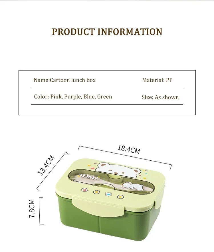 Conjunto de Copo Lancheira Infantil de Plástico Portátil 1200ML com Garfo e Lancheira Infantil com Copo de Água, Recipiente para Armazenamento de Alimentos