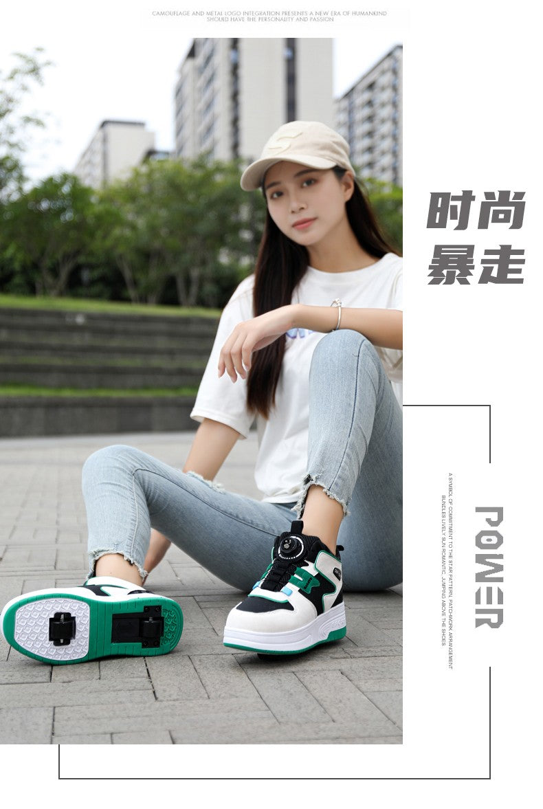 Children Junior Roller Skate Shoes Kids Sneakers with Two Boys Girls Wheels Shoes Running Adult Casual Boys Shoes size 31-42