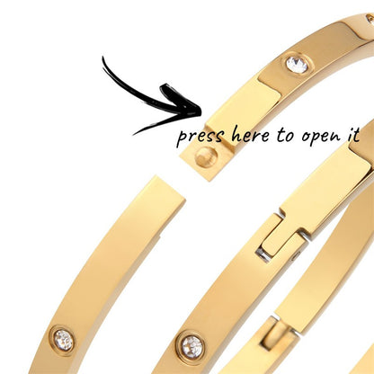 Bracelete Feminino de Aço Inoxidável 6mm 4mm Pulseira de Mão Feminina Joia da Moda Feminina Strass Designer Presente Aço Titânio