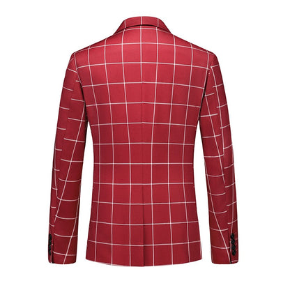 Single Breasted Plaid Suit Men's Clothing Fashion Simple Men Business Social Wedding Party Tuxedo Dress Blazers Jacket