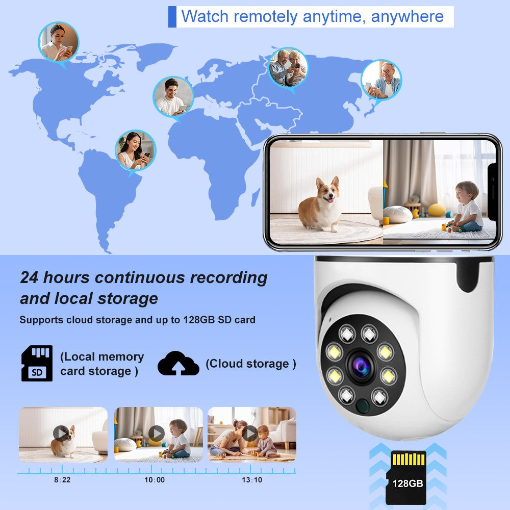 5MP CCTV PTZ WiFi Dual Lens Screen E27 Bulb Camera Tuya Smart Life Security Video Surveillance Camera Ai Human Auto Tracking