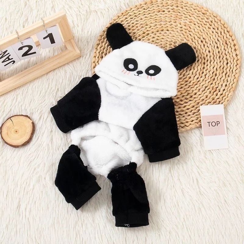 Roupa de Cachorro Panda Transformação Nova Roupa de Inverno Grossa Quente para Cães Pequenos Corgi Teddy Bichon Roupa para Gatos