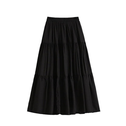 A-line Skirt High Waist Casual Slimming Cake Skirt Versatile Mid Length Dress Youthful Women New In Clothes Sweet Black Trend