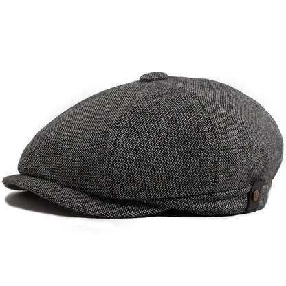 Hat Men Beret Cabbie Driving Hunting Caps Vintage Tweed Blinders Berets Flat Peaked Cap Street Hats for Men Women 55-60CM