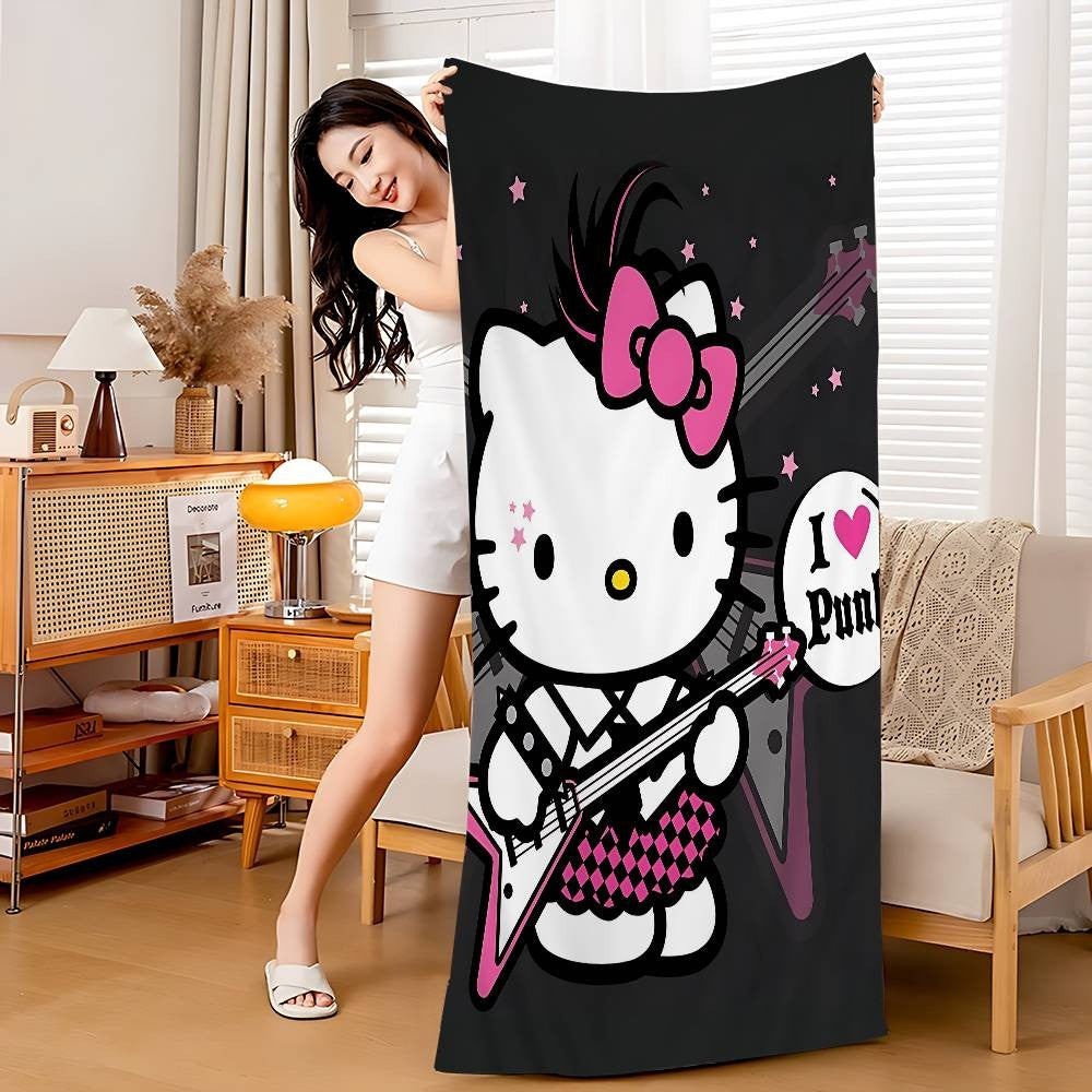 Kawaii H-Hello Kitty Microfiber Beach Towel Absorbent Quick Dry Soft Yoga Swimming Resort Mountain Climbing Towel