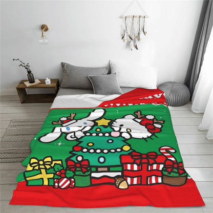 Christmas Hello Kitty Blankets Quality Warm Throw Blanket Winter Travel Office Couch Bed Graphic Bedspread
