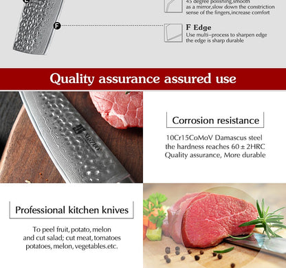 XINZUO 1-5 PCS Kitchen Knives Set VG10 Damascus Stainless Steel Sharp Chef Santoku Nakiri Slicing Paring Knife Pakkawood Handle