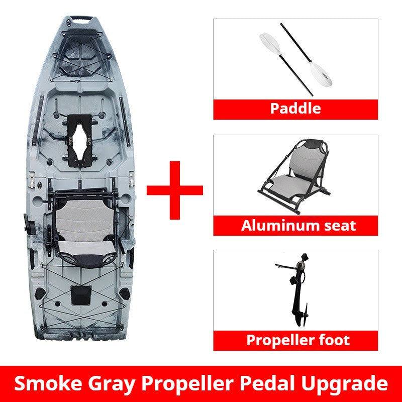 Caiaque Modular de 2 Lugares, Canoa HDPE Elétrica/a Pedal com Assentos de Alumínio, Barco de Pesca Portátil para Recreação em Lagos e no Mar