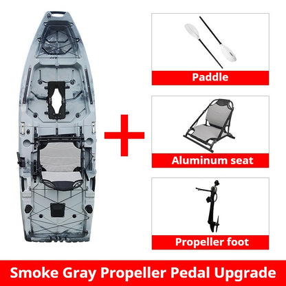 Caiaque Modular de 2 Lugares, Canoa HDPE Elétrica/a Pedal com Assentos de Alumínio, Barco de Pesca Portátil para Recreação em Lagos e no Mar