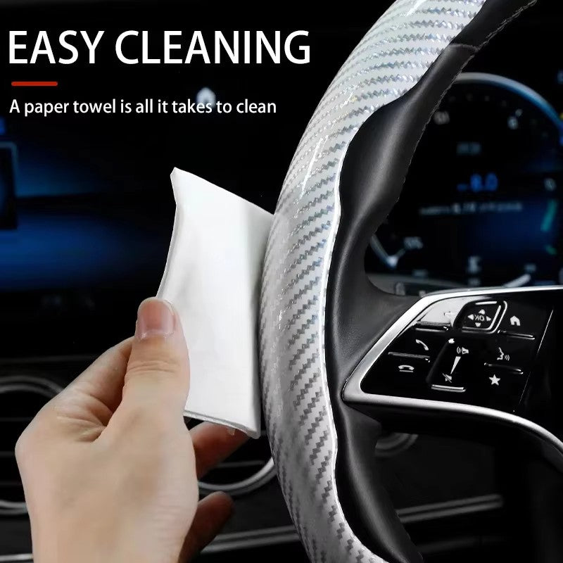 2/3 PEÇAS Capa de Volante de Carro de Silicone Fibra de Carbono a Laser 1K Micro Fibra de Couro PVC Capa Impulsionadora de Volante Antiderrapante Universal