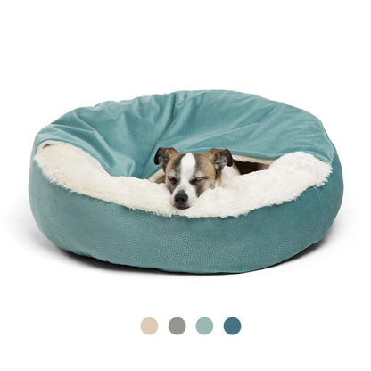 Cama Ortopédica Benepaw para Cães com Manta com Capuz Quente de Inverno Impermeável Resistente à Sujeira Casa para Gatos e Filhotes Confortável Lavável na Máquina