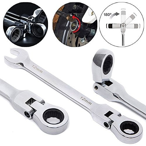 Chave Catraca Articulada Flexível FEITA 8-19mm Chave de Boca de Anel com Catraca Flexível Kit de Chaves Combinadas Métricas Articuladas Ferramentas Automotivas