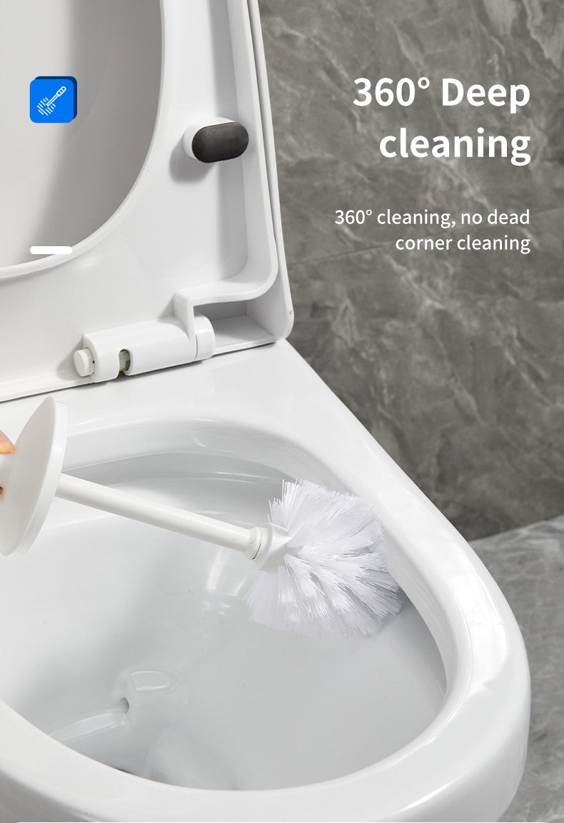 WORTHBUY Splash Proof Handle Toilet Brush With Base Soft Bristle Plastic Toilet Cleaning Brush Bathroom Toilet Cleaning Tools