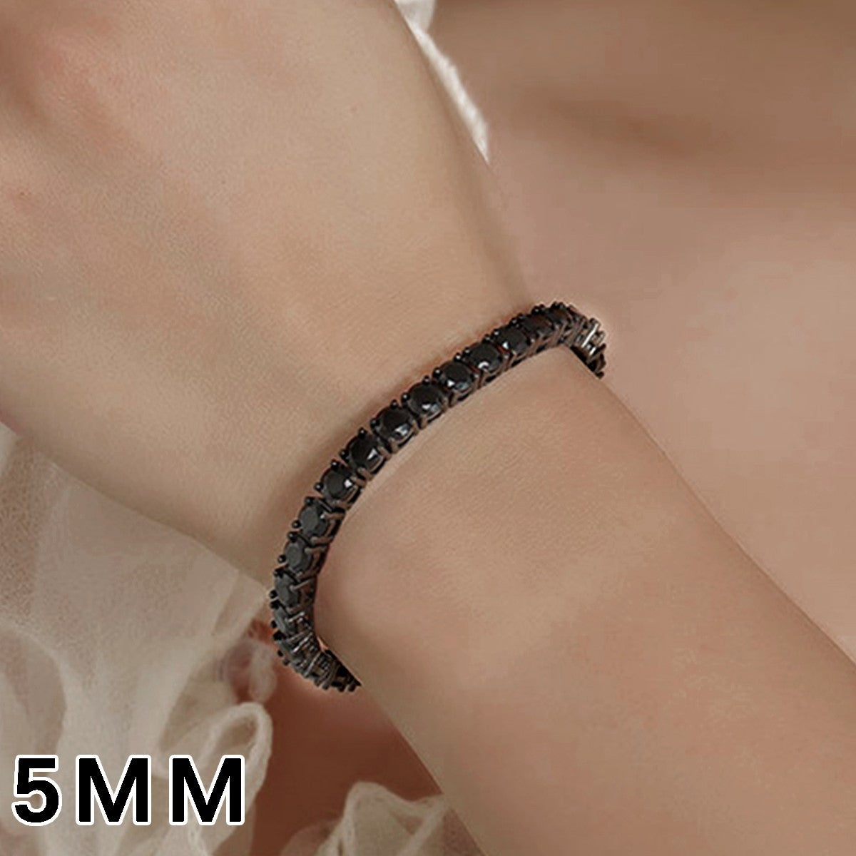 ?Pulseira Genuína de Tênis em Prata Esterlina S925 com Banho de Ródio Negro 3mm 4mm 5mm Moissanite Negra Joia Moderna Elegante para Mulheres?