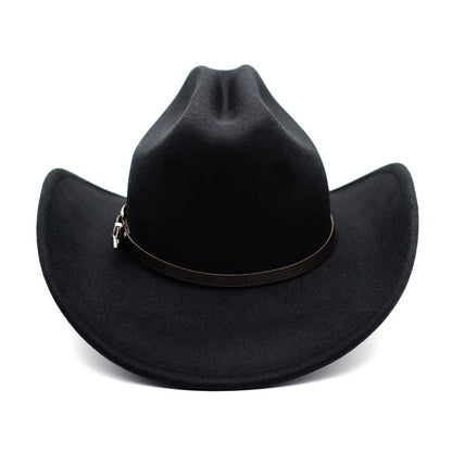 New Vintage Western Cowboy Hat For Men's Gentleman Lady Jazz Cowgirl With Leather Wide Brim Cloche Church Sombrero Hombre Caps