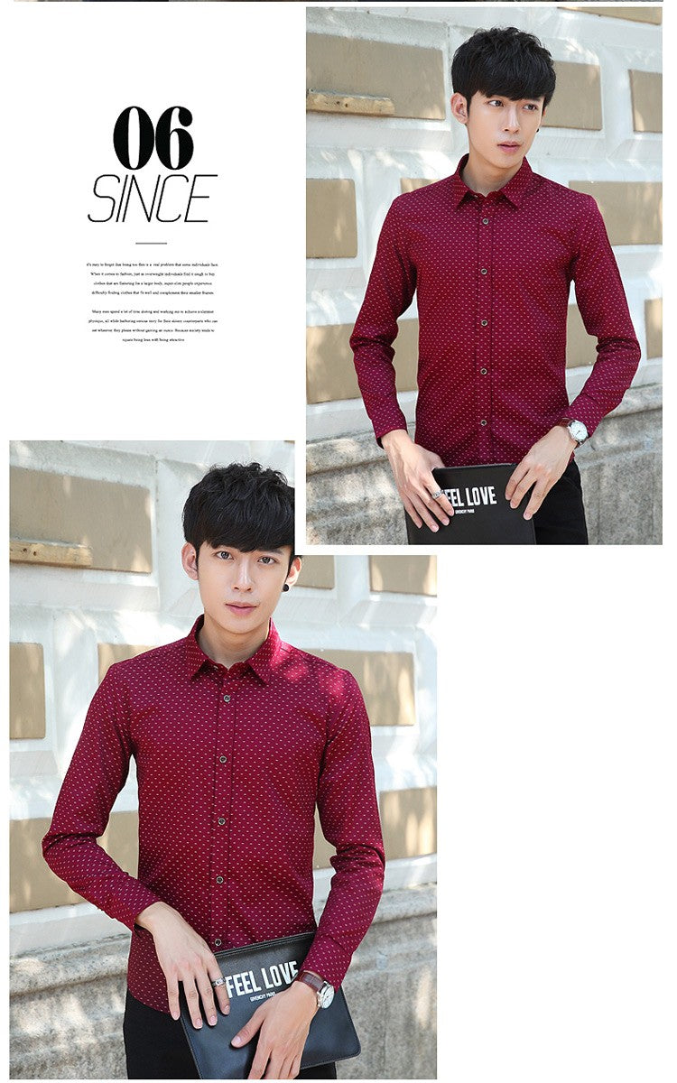 2026 Spring Men's Long-sleeved Shirt, Single-breasted Lapel Cotton Shirts, Blue