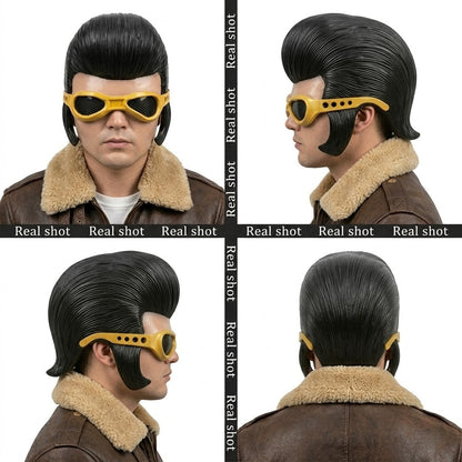 Elvis Presley Inspired Half Face Latex Mask Retro Vintage Costume Prop For Halloween Party Cosplay