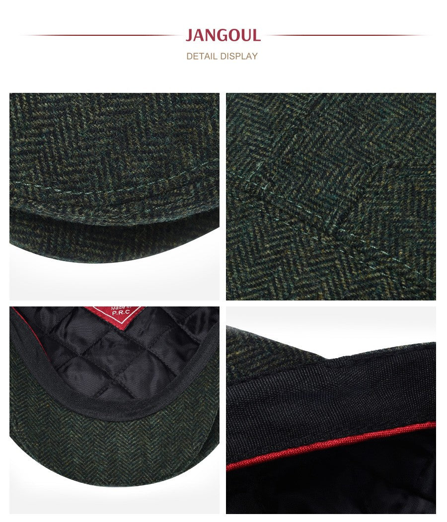 JANGOUL Men Wool Blend XL XXL Ivy Newsboy Cap Classic Tweed Gatsby Cabbie Flat Hat