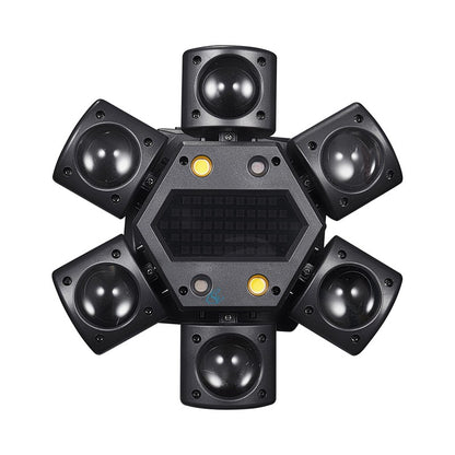 LED Moving Head 80W RGBW 4in1 Mini Six Arm Beam Strobe Light Yellow Flash Dj Bar DMX 512 Remote Control Stage Effect