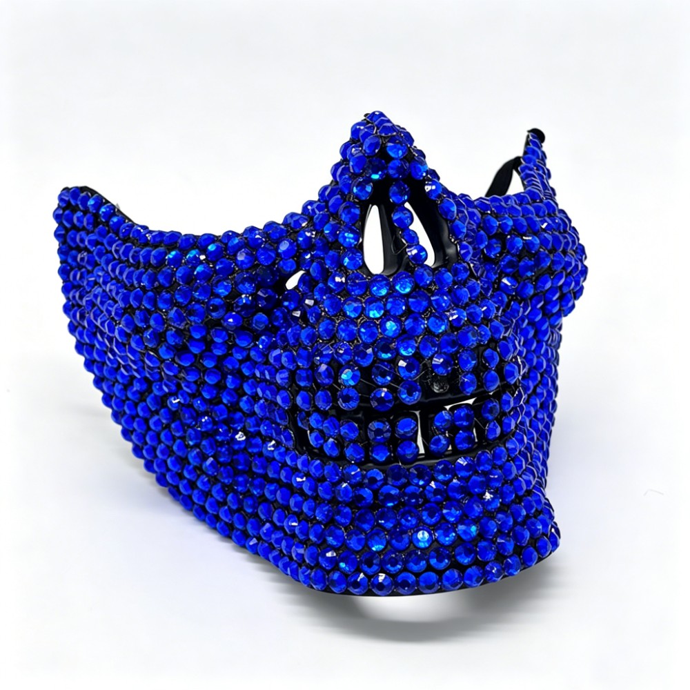 Gothic Handcrafted Half-Face Masquerade Mask Sparkling Punk Rock Style Rhinestone Mask Horror Style Full Diamond Mask Unisex