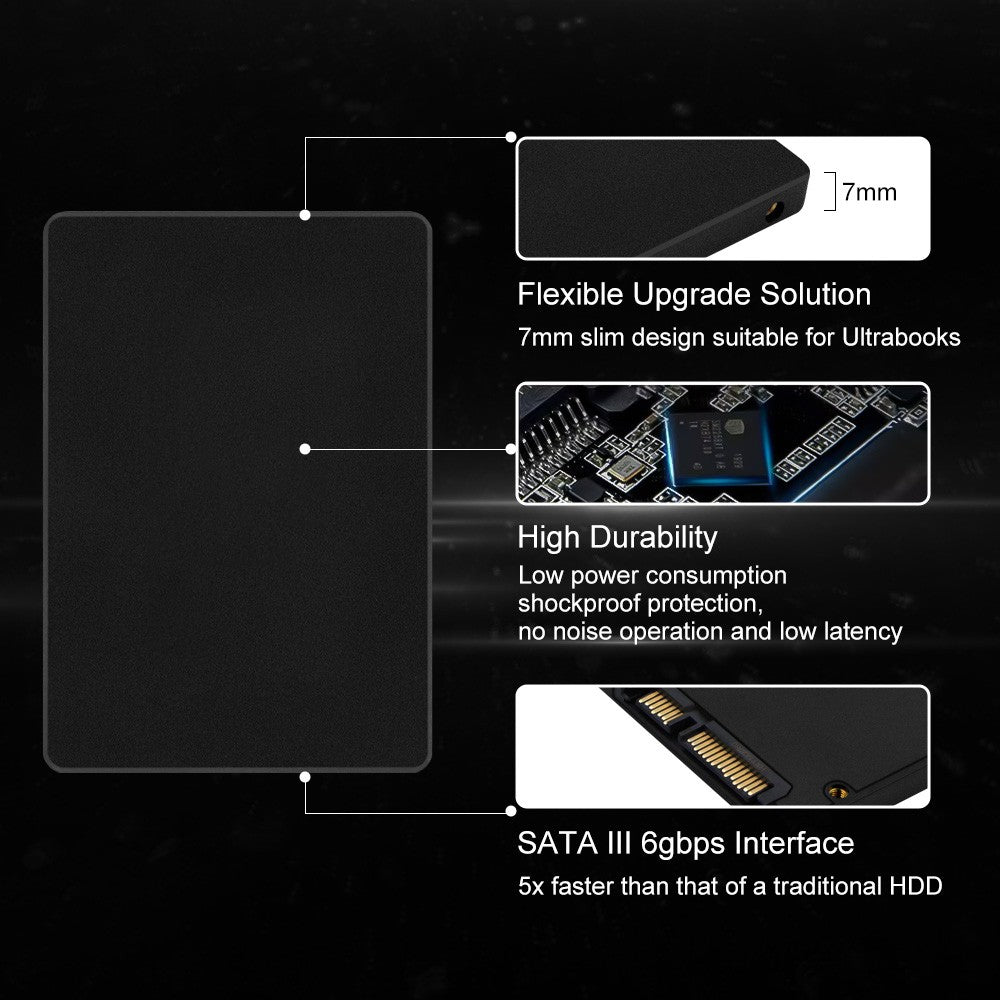 SSD de 120GB 240GB 480GB 1TB, 2,5 polegadas, Unidade de Estado Sólido, SSD SATA3 para Laptop e Desktop