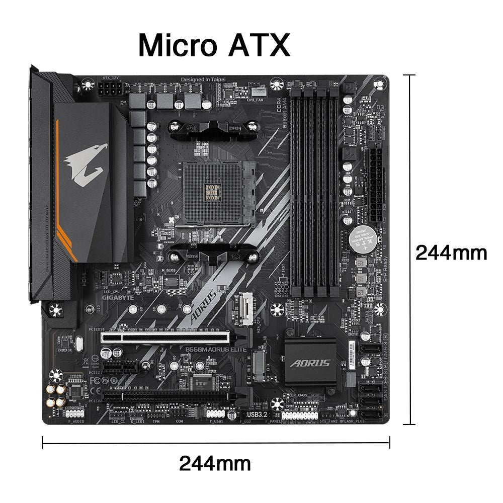 Placa-mãe GIGABYTE Nova B550M AORUS ELITE Micro-ATX Soquete AM4 para CPU Ryzen Série 5000 4000 3000 DDR4 de Canal Duplo SATA3 M.2