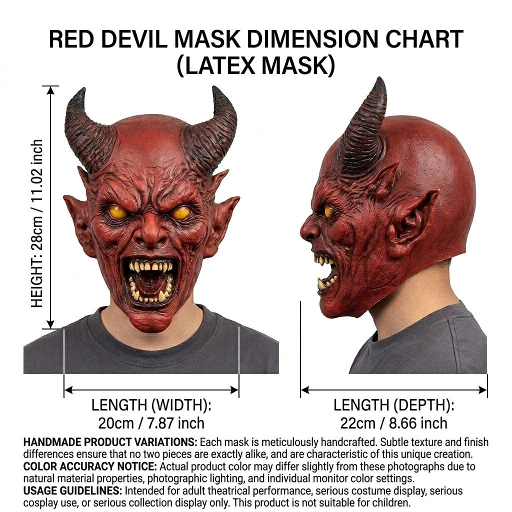 Realistic Demon Devil Mask Horror Latex Full Head Mask Scary Halloween Cosplay Costume Party Mask For Adult Carnival Horror Prop
