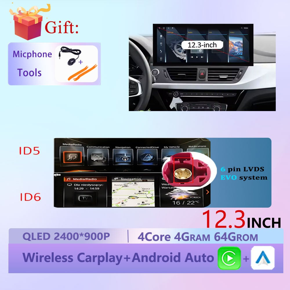 Estéreo Touchscreen Wireless CarPlay Android 15 Para BMW Série 1 F20 F21 F22 F23 2016 - 2023 Sistema NBT/EVO WiFi GPS 4G F6NAVI