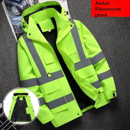 Jaqueta masculina de trabalho, roupa para construção civil, roupa de construção, roupa para trabalho ao ar livre, corta-vento, impermeável, faixa refletiva