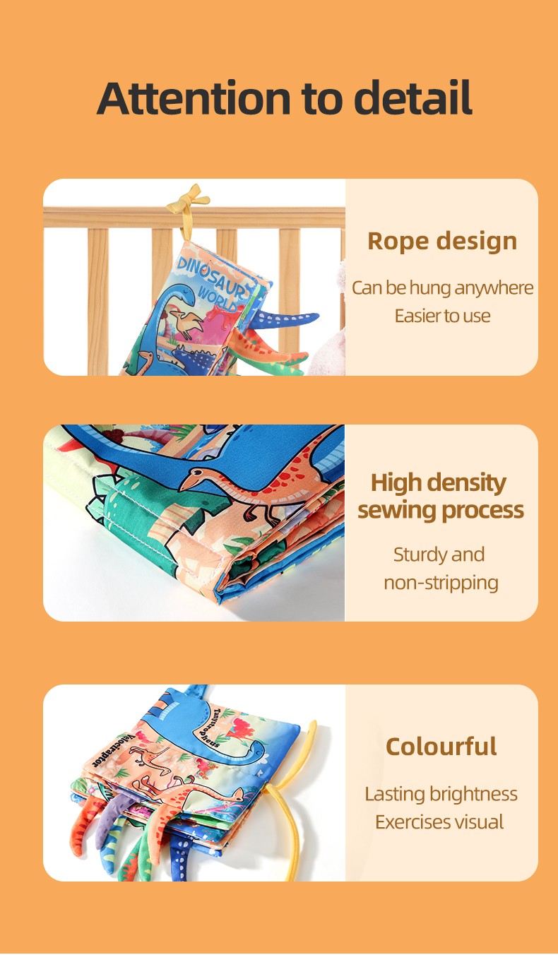 Baby Cloth Book Baby Toys 0-3 Year Old Infant Early Education Toys 6 Pages Cloth Book