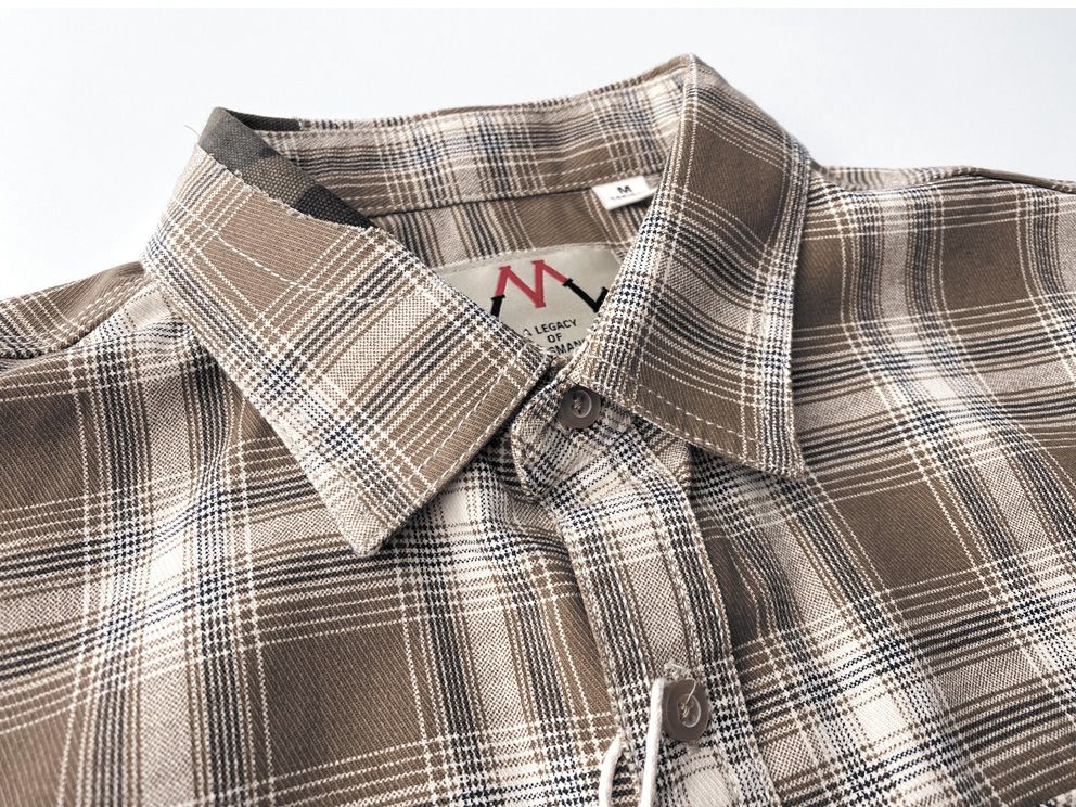 2025 Summer New American Retro Short Sleeve Lapel Plaid Cargo Shirt Men's Simple 100% Cotton Washed Single Pocket Casual Blouses