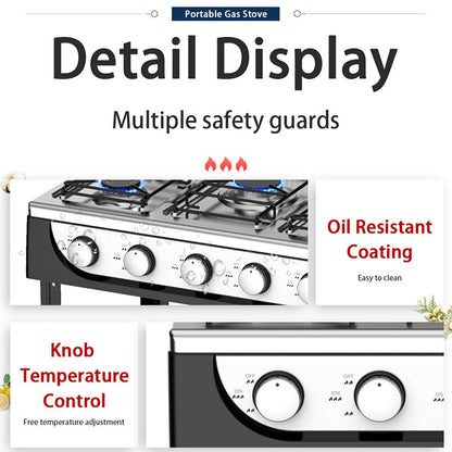 5 Burner Cooktop Commercial Kitchen Gas Stove Free Standing With Iron Lid LPG Gas Powered Portable for Outdoor Installation