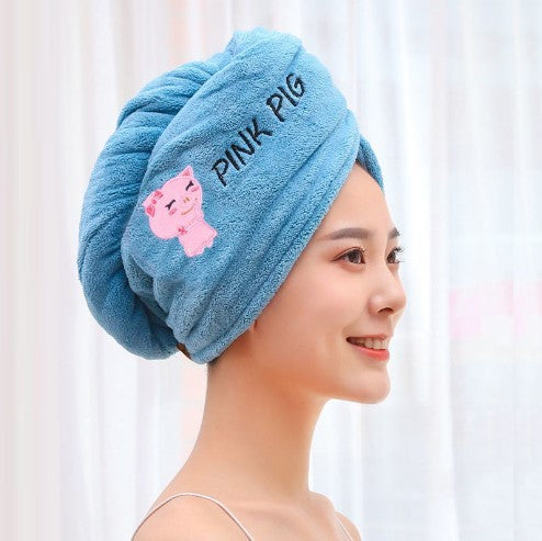 Cute Cat Hair Cap Microfiber Hair Towel Long Hair Quick Dry Hat Bath Towel Strong Water Absorbent Women Wrap Wiping Hair Towel