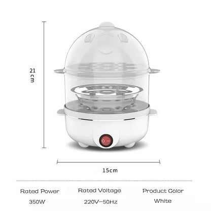 Panela de Cozinhar Ovo Elétrica Multifuncional Panela de Ovo de Camada Dupla Mini Vaporizador Cozedor de Ovo Máquina de Café da Manhã para Cozinha