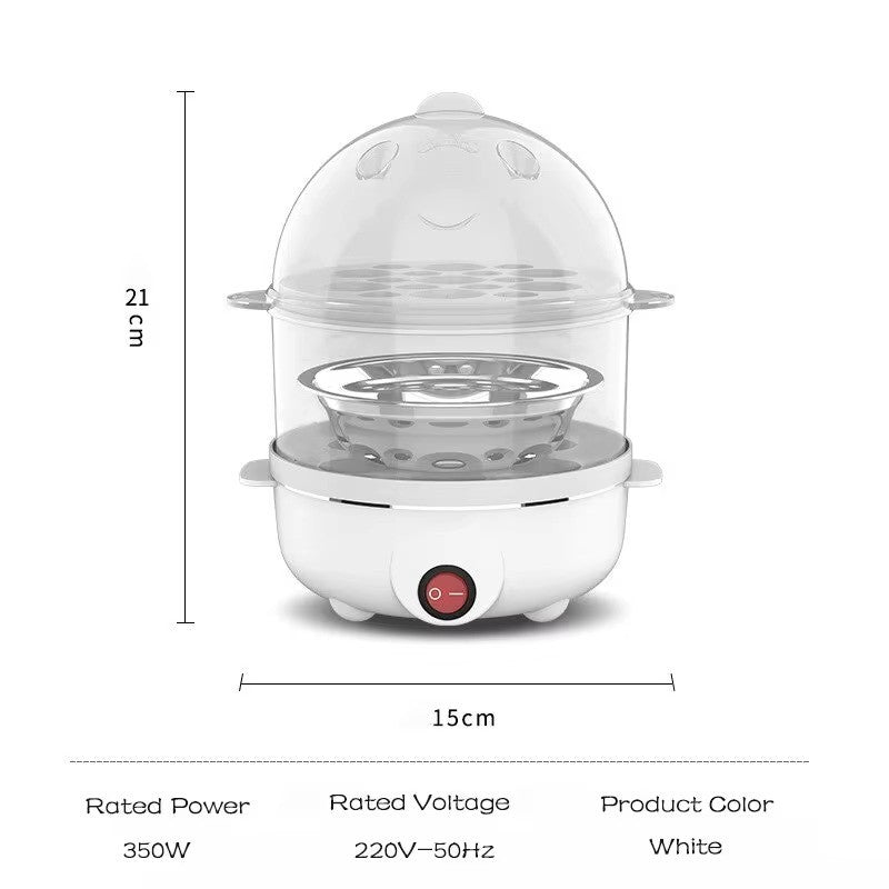 Máquina de café da manhã multifuncional 220V, elétrica, dupla camada, para cozinhar ovos, mini vaporizador e escalfador de cozinha