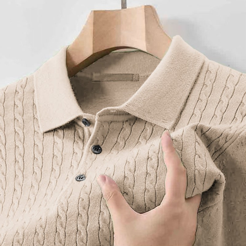 Animal Game Autumn Mens Casual Polo Sweater V Neck Lapel Knit Button Shirts Ribbed Dress Pullover Sweaters Outerwear Cold Blouse